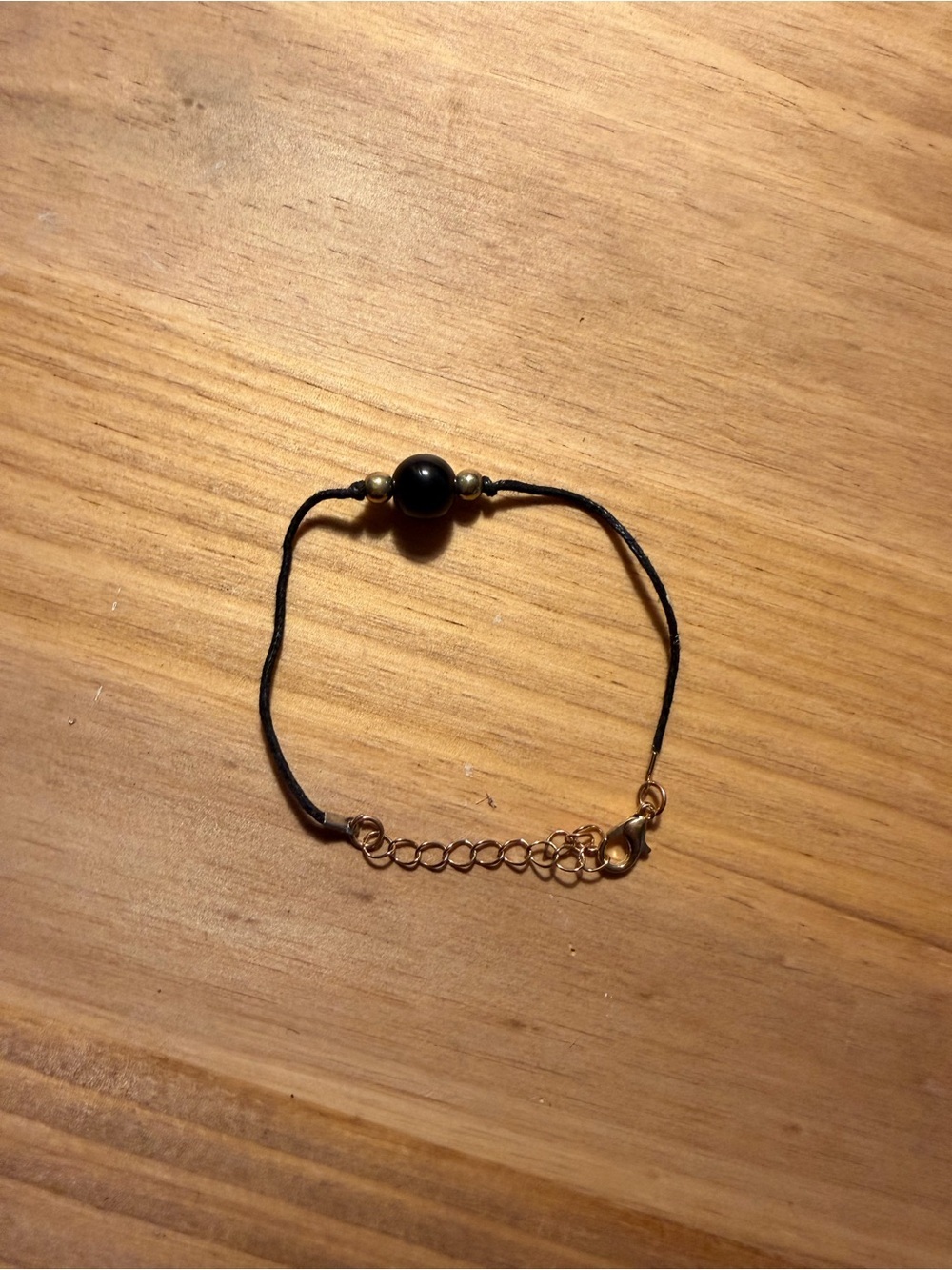Delicate Black Bead Adjustable Cord Bracelet